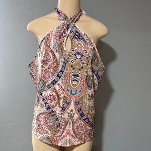 Halter Paisley Print Women's Top - Pink Multi